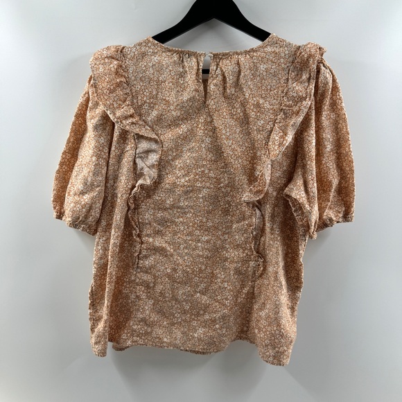 Universal Thread Orange Floral Ruffle Front Top Women’s Size Large - Picture 4 of 5